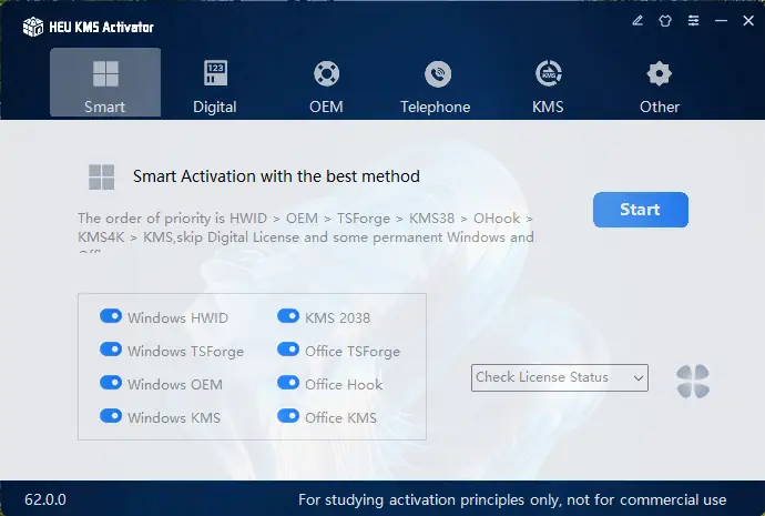 Программный интерфейс HEU KMS Activator 62.0.0 Portable [En]