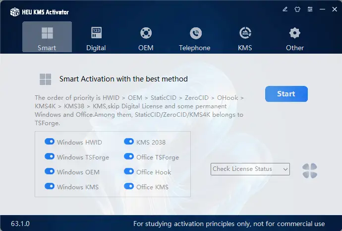 Программный интерфейс HEU KMS Activator 63.1.0 Portable [En]