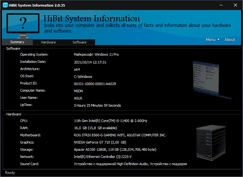 Программный интерфейс HiBit System Information 2.0.35 + Portable [En]