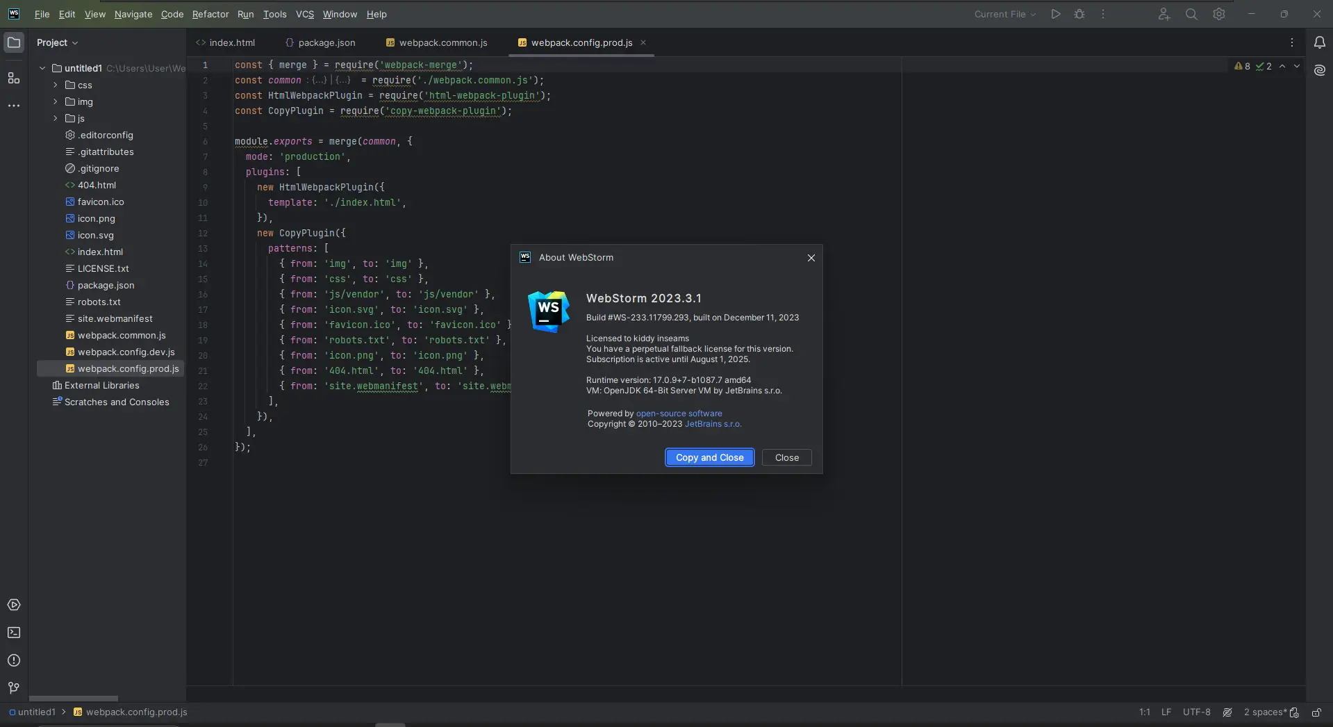 Программный интерфейс Jetbrains WebStorm 2023.3.1 Repack by Sitego [En]