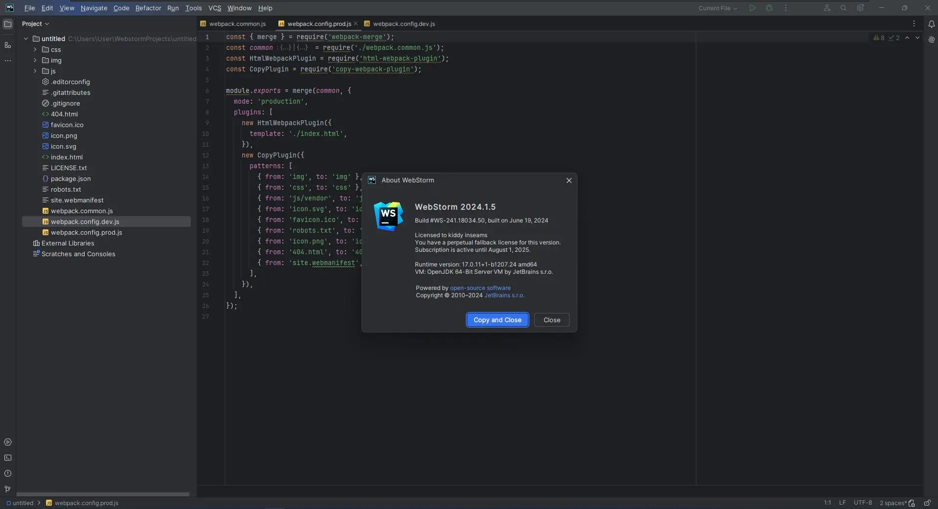 Программный интерфейс Jetbrains WebStorm 2024.1.5 Repack by Sitego [En]