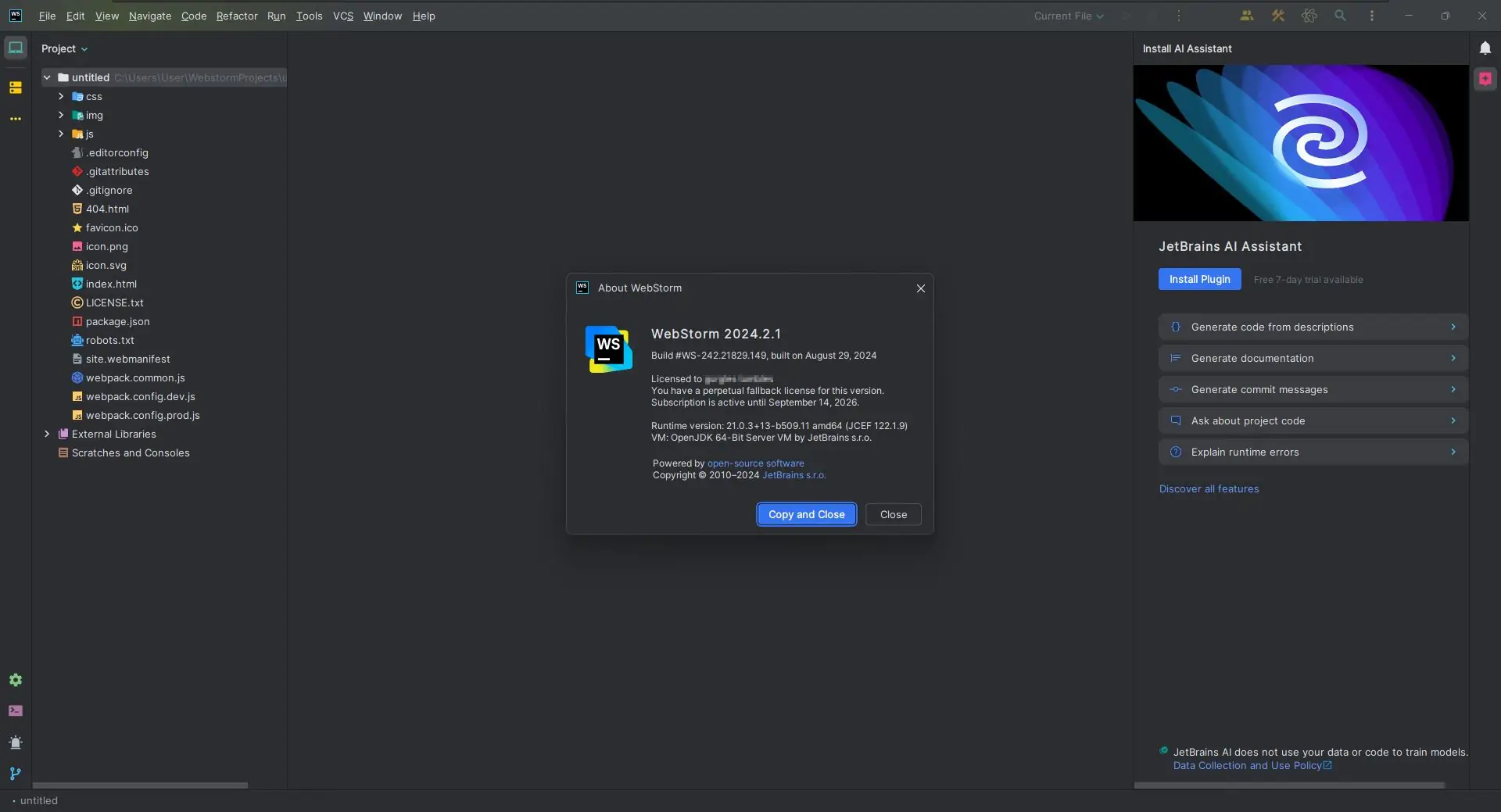 Программный интерфейс Jetbrains WebStorm 2024.2.1 Repack by Sitego [En]