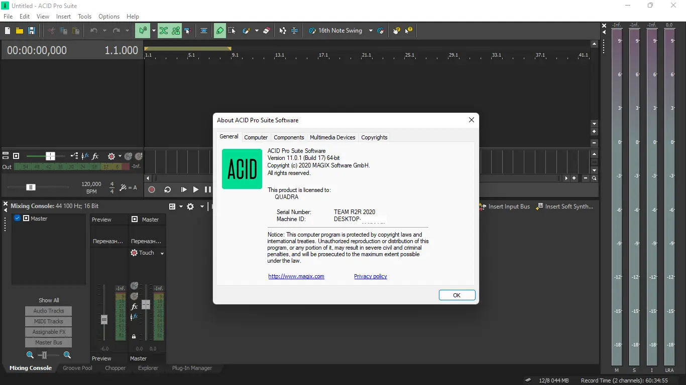 Программный интерфейс MAGIX - ACID Pro 11.0.1.17 Suite (x64) [Multi]