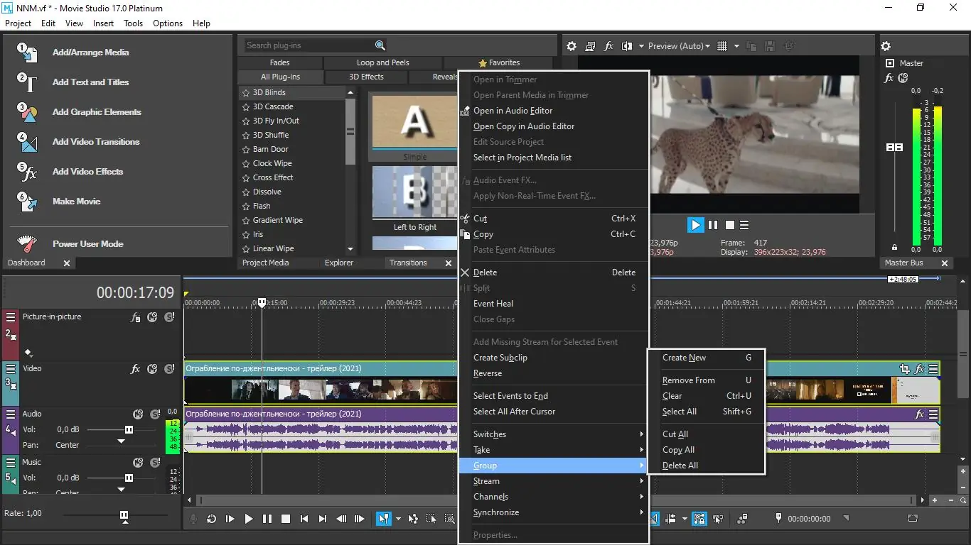 Программный интерфейс MAGIX VEGAS Movie Studio 17.0.0.223 Platinum (2021) PC