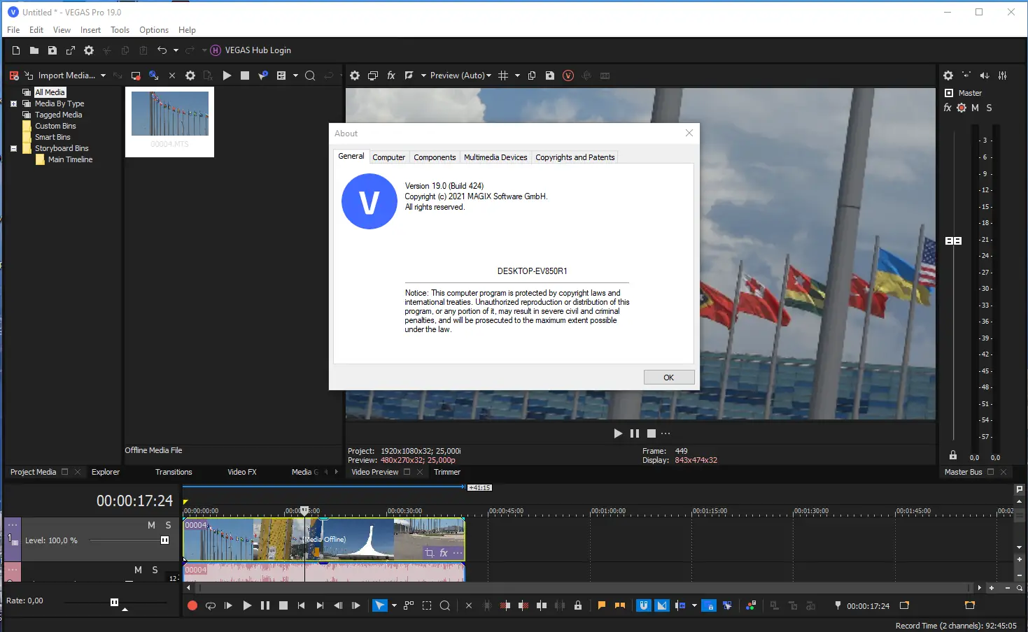 Программный интерфейс MAGIX Vegas Pro 19.0 Build 424 RePack by KpoJIuK [En]
