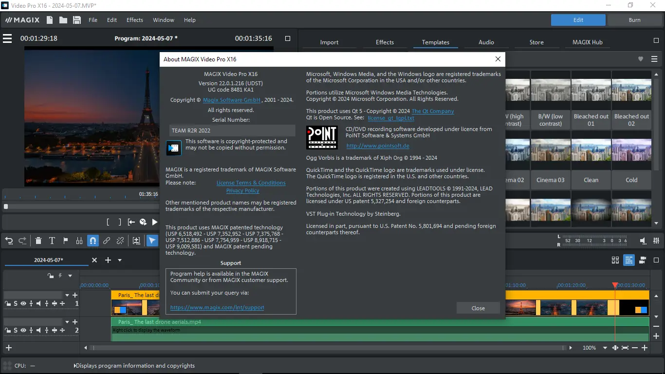 Программный интерфейс MAGIX Video Pro X16 22.0.1.216 (x64) [Multi]