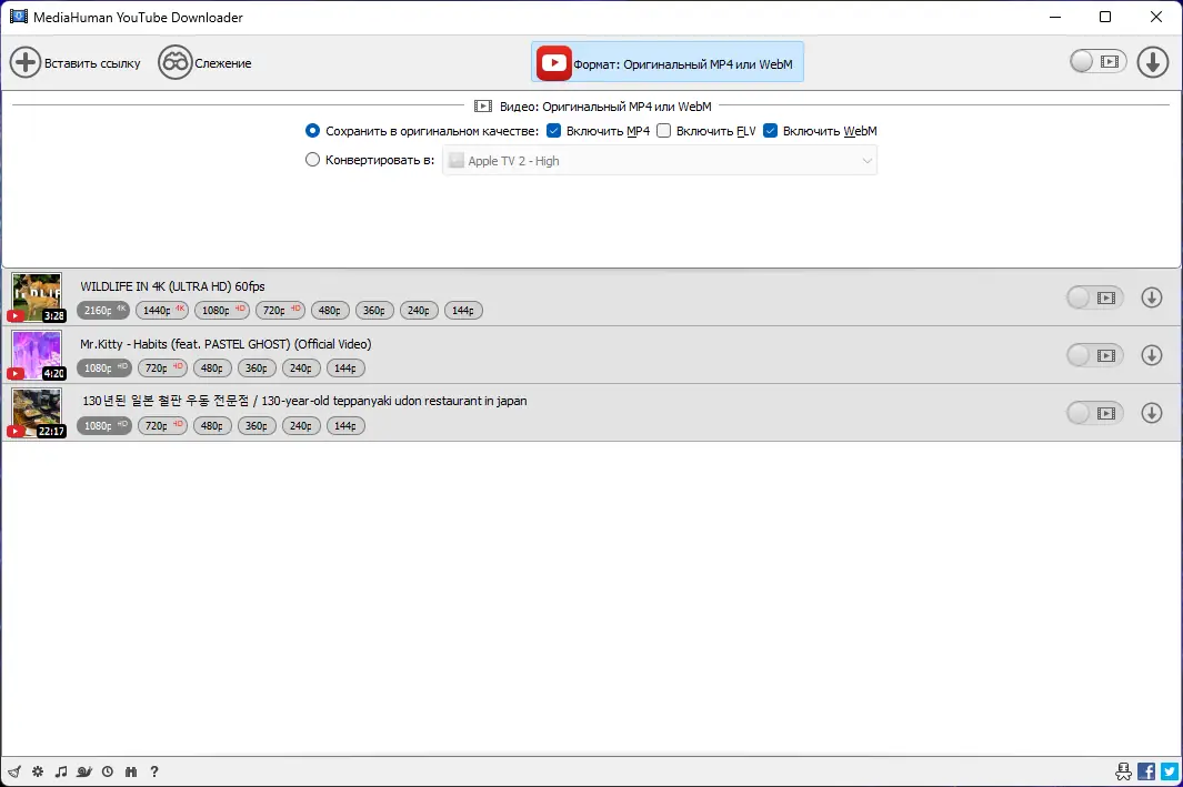 Программный интерфейс MediaHuman YouTube Downloader 3.9.9.79 (2001) RePack (& Portable) by elchupacabra [Multi Ru]