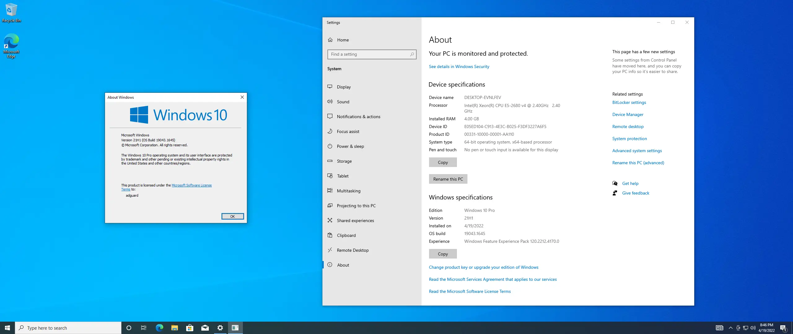Программный интерфейс Microsoft Windows 10.0.19043.1645, Version 21H1 (Updated April 2022) - Оригинальные образы от Microsoft MSDN [En]