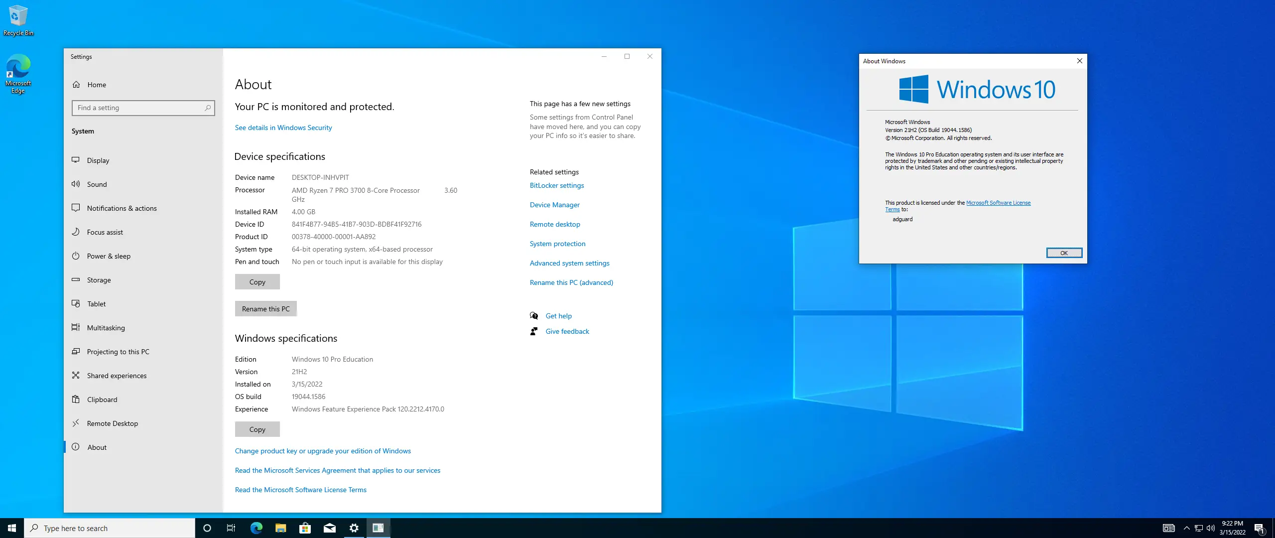 Программный интерфейс Microsoft Windows 10.0.19044.1586, Version 21H2 (Updated March 2022) - Оригинальные образы от Microsoft MSDN [En]