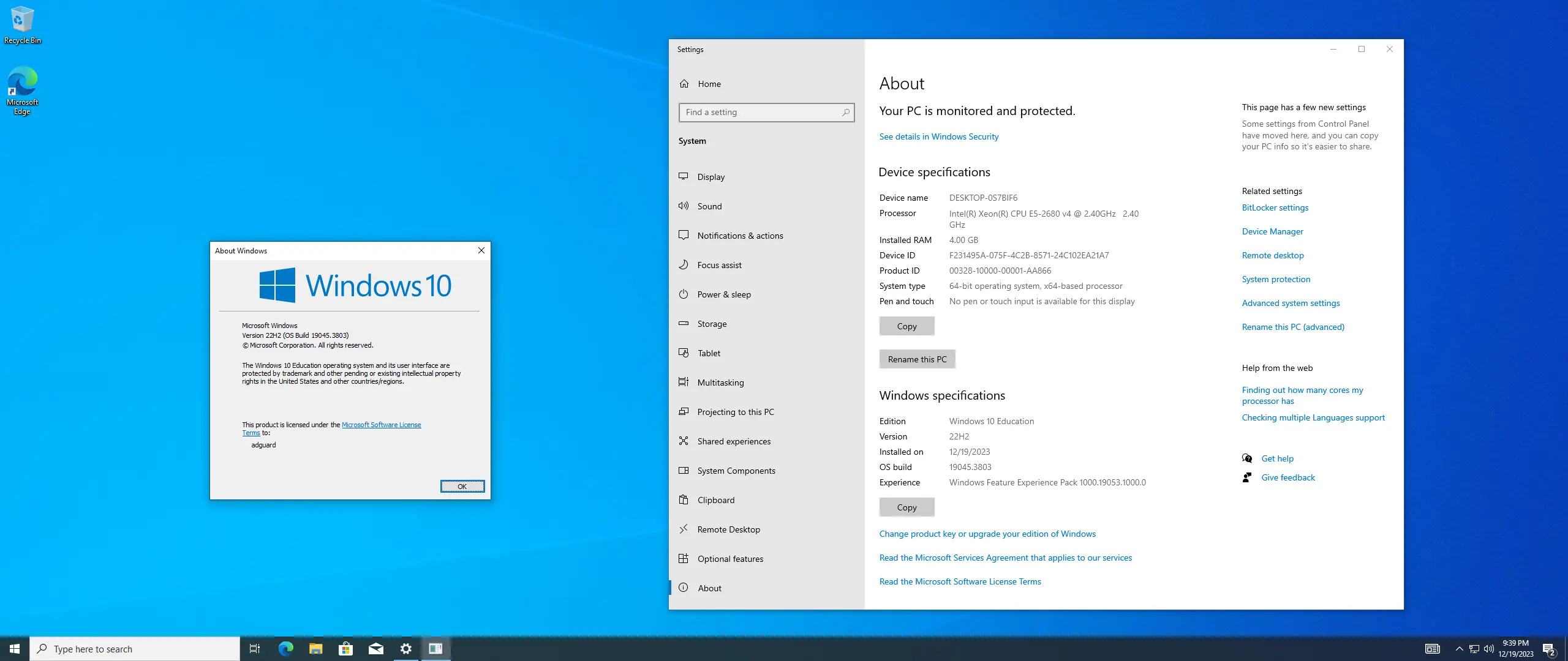 Программный интерфейс Microsoft Windows 10 [10.0.19045.3803], Version 22H2 (Updated December 2023) - Оригинальные образы от Microsoft MSDN [En]