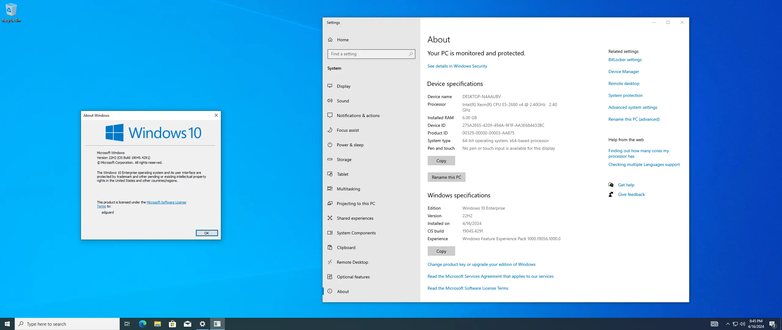 Программный интерфейс Microsoft Windows 10 [10.0.19045.4291], Version 22H2 (Updated April 2024) - Оригинальные образы от Microsoft MSDN [En]