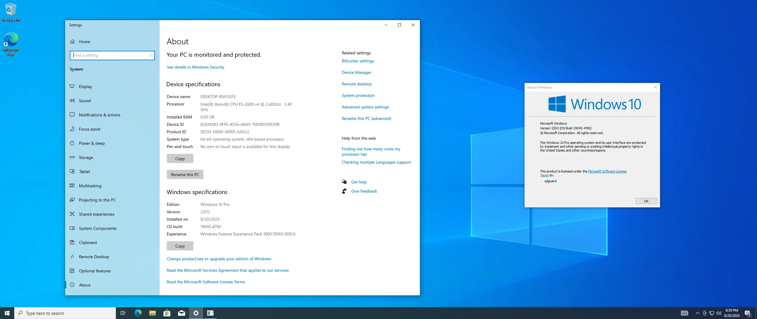 Программный интерфейс Microsoft Windows 10 [10.0.19045.4780], Version 22H2 (Updated August 2024) - Оригинальные образы от Microsoft MSDN [En]