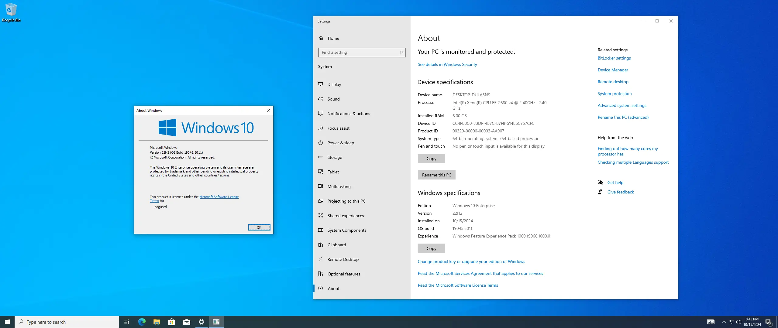 Программный интерфейс Microsoft Windows 10 [10.0.19045.5011], Version 22H2 (Updated October 2024) - Оригинальные образы от Microsoft MSDN [En]