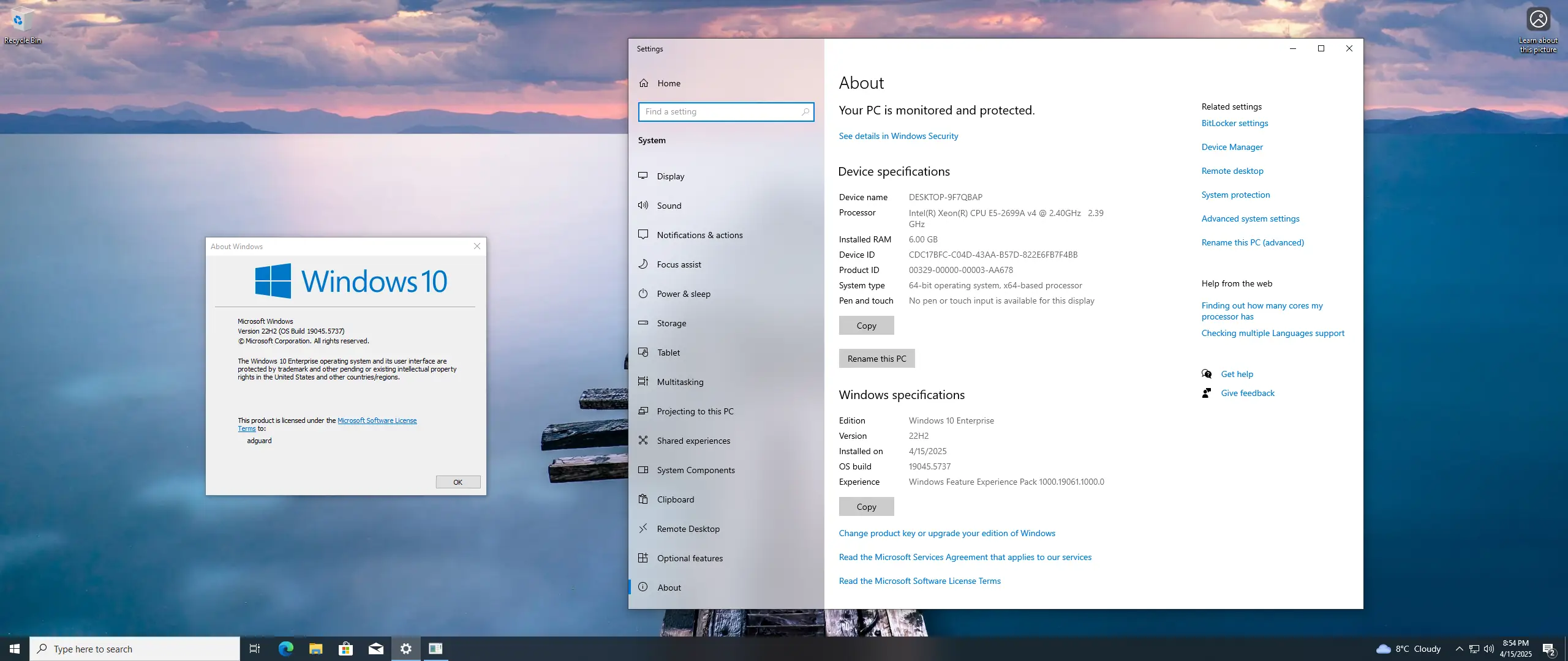 Программный интерфейс Microsoft Windows 10 [10.0.19045.5737], Version 22H2 (Updated April 2025) - Оригинальные образы от Microsoft MSDN [En]