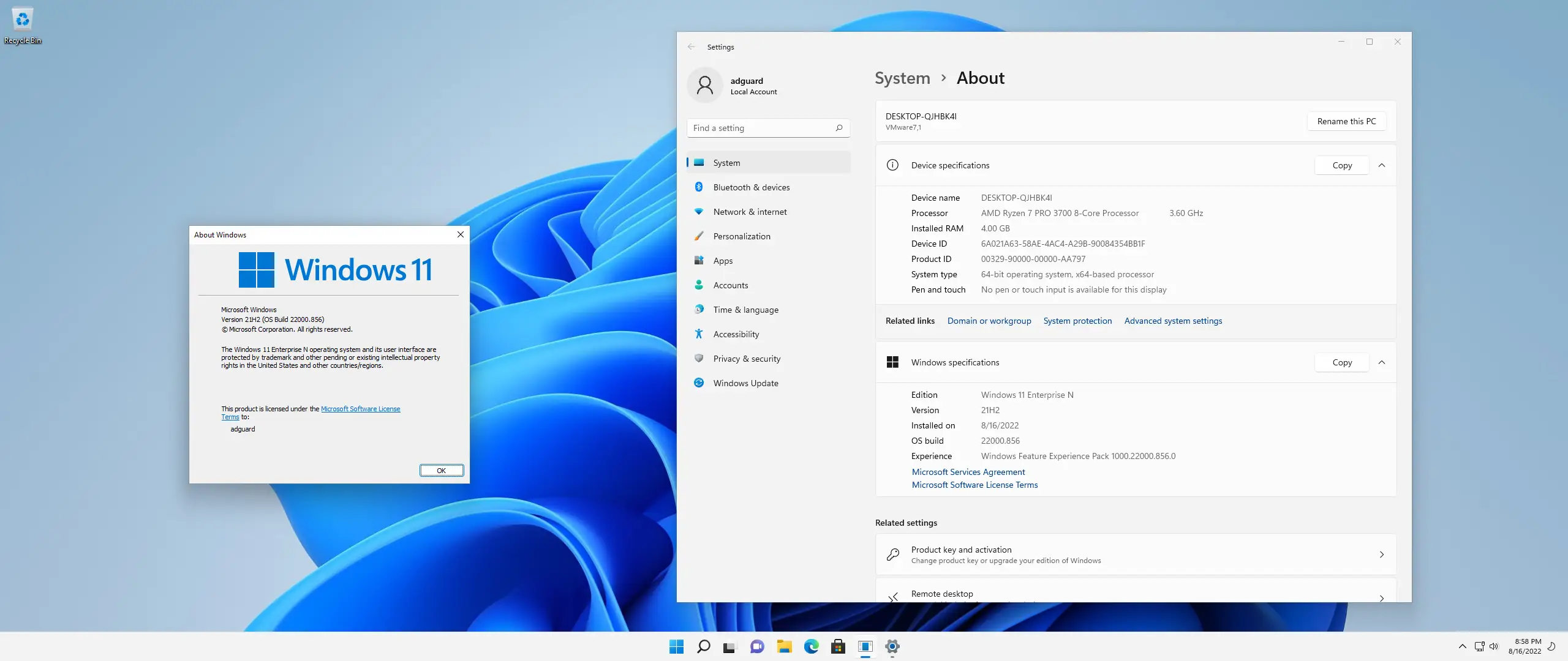 Программный интерфейс Microsoft Windows 11 [10.0.22000.856], Version 21H2 (Updated August 2022) - Оригинальные образы от Microsoft MSDN [En]