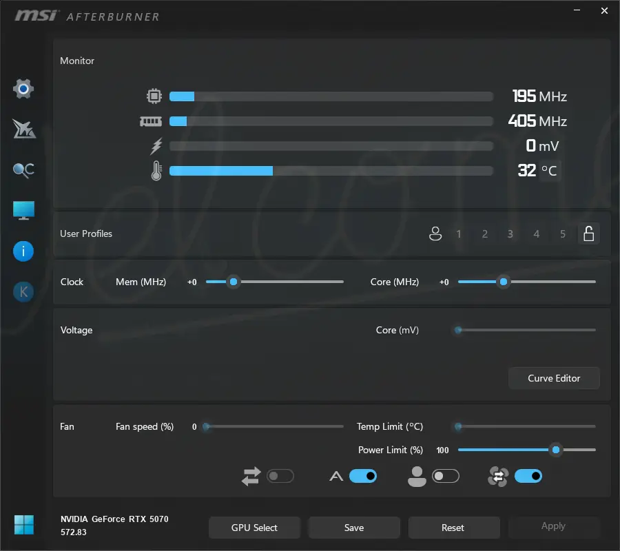 Программный интерфейс MSI Afterburner 4.6.6.16555 Beta 5 [Multi Ru]