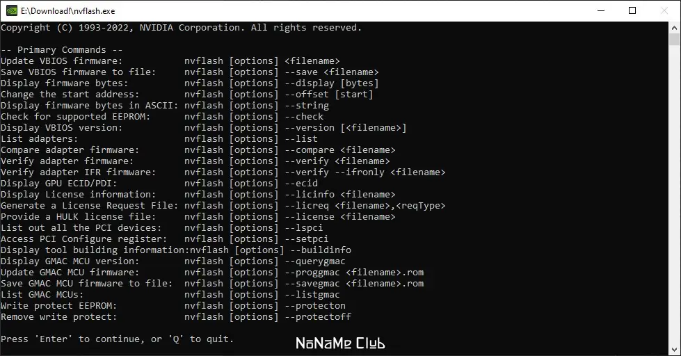 Программный интерфейс NVIDIA NVFlash 5.804.0 Portable (x64) [Ru En]