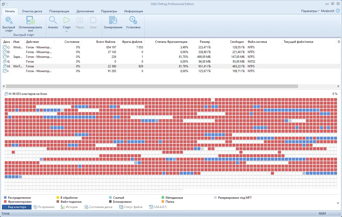 Программный интерфейс O&O Defrag Professional 28.0 Build 10014 RePack by KpoJIuK [Ru En]