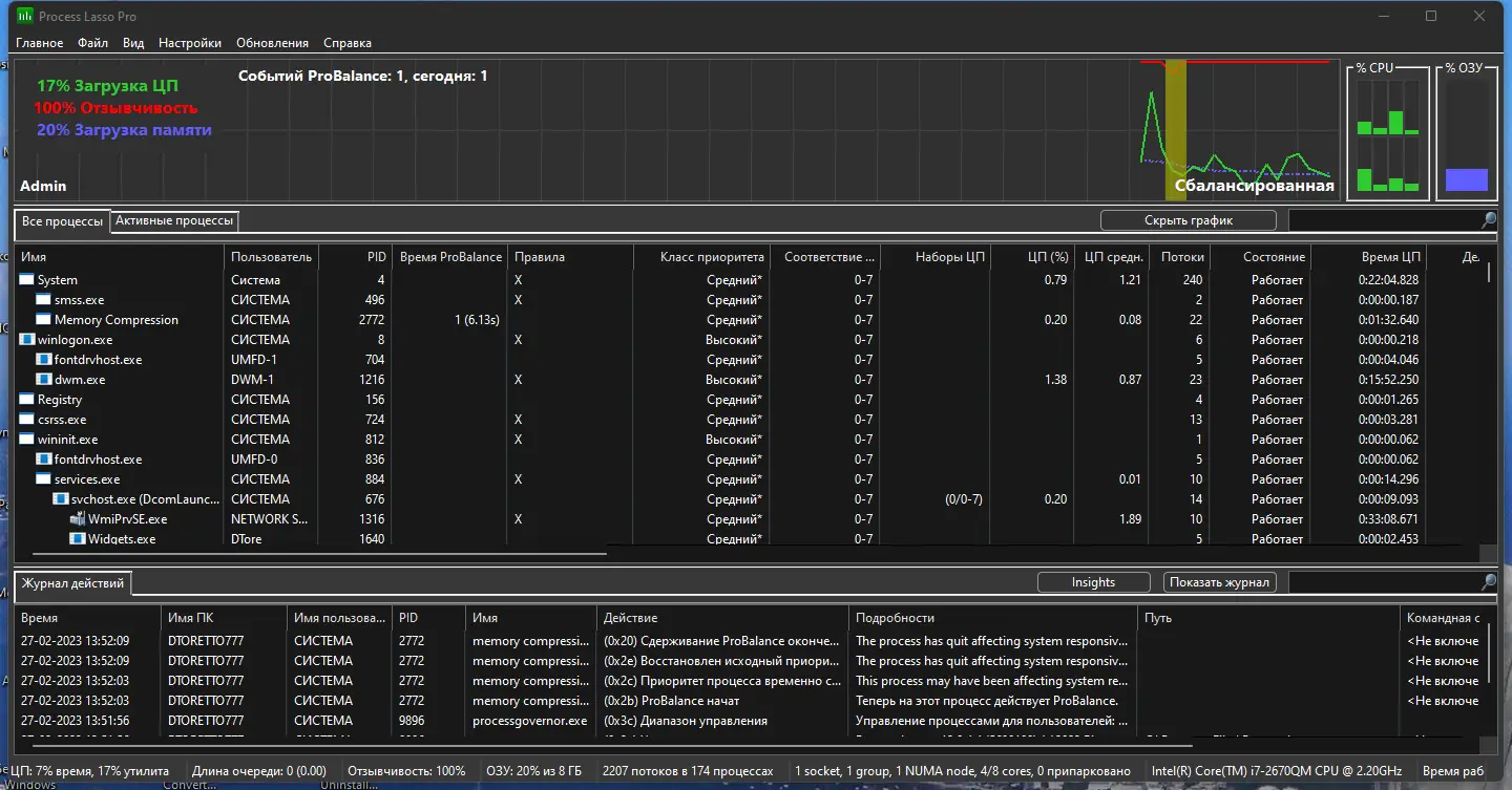Программный интерфейс Process Lasso Pro 12.0.4.4 RePack (& Portable) by TryRooM [Ru En]