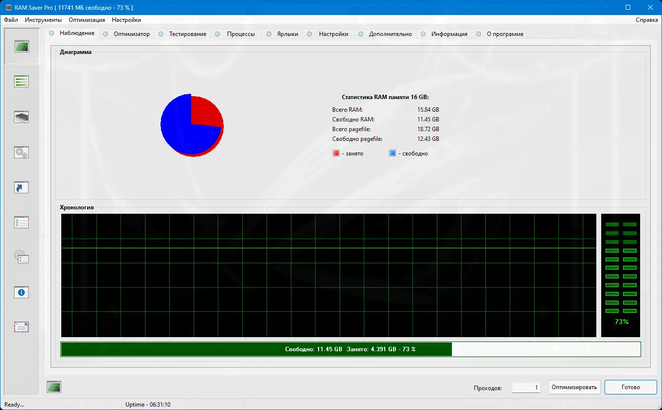Программный интерфейс RAM Saver Professional 24.7 Portable by FC Portables [Multi Ru]