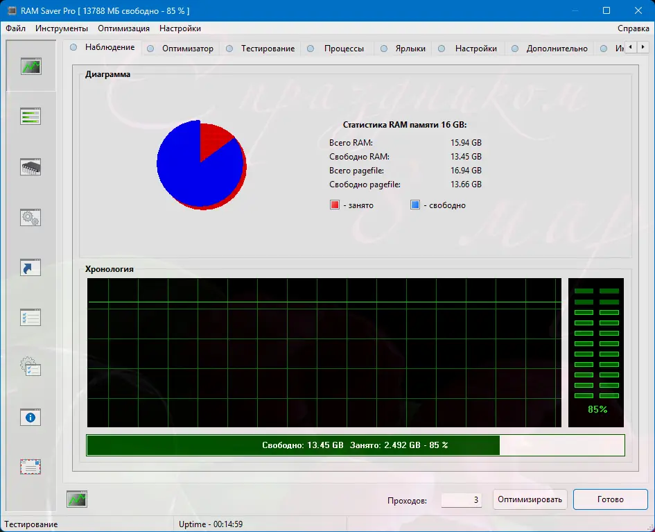 Программный интерфейс RAM Saver Professional 25.3.1 RePack (& Portable) by elchupacabra [Multi Ru]
