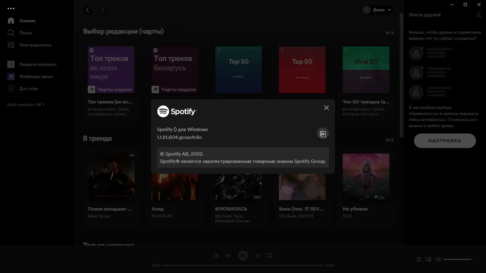 Программный интерфейс Spotify 1.1.81.604 (Repack & Portable) by Elchupacabra [Multi Ru]