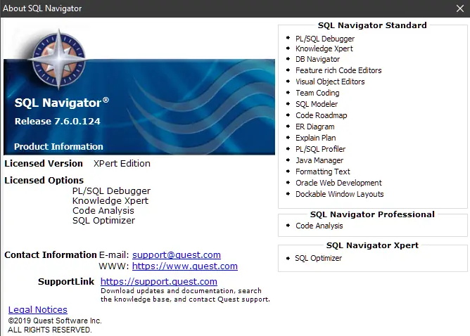Программный интерфейс SQL Navigator for Oracle XPert Edition 7.6.0.124 [En]