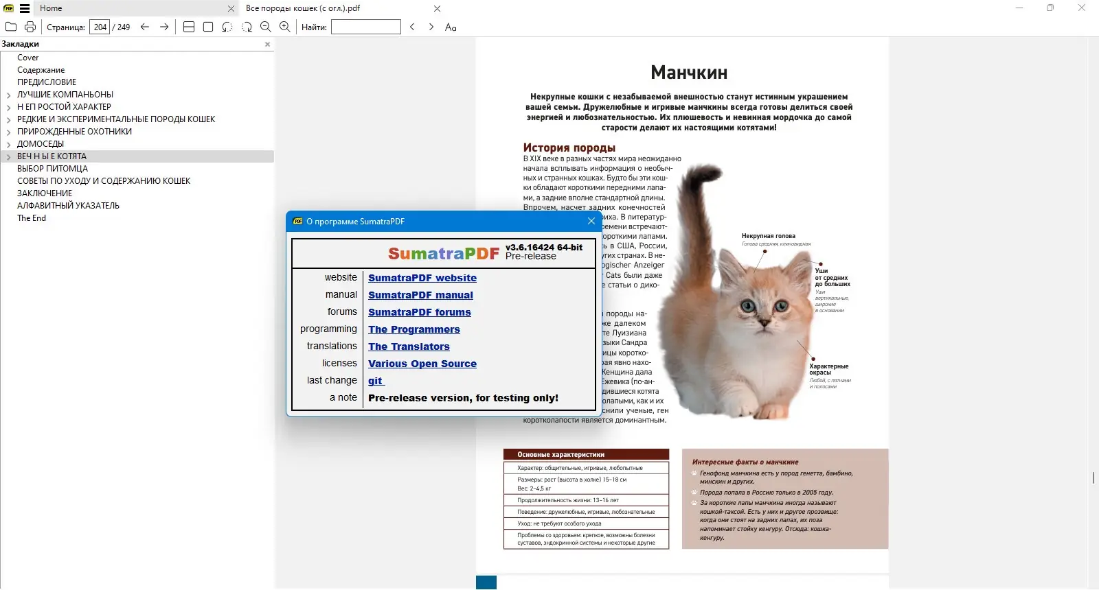 Программный интерфейс Sumatra PDF 3.6.16424 Prerelease + Portable [Multi Ru]