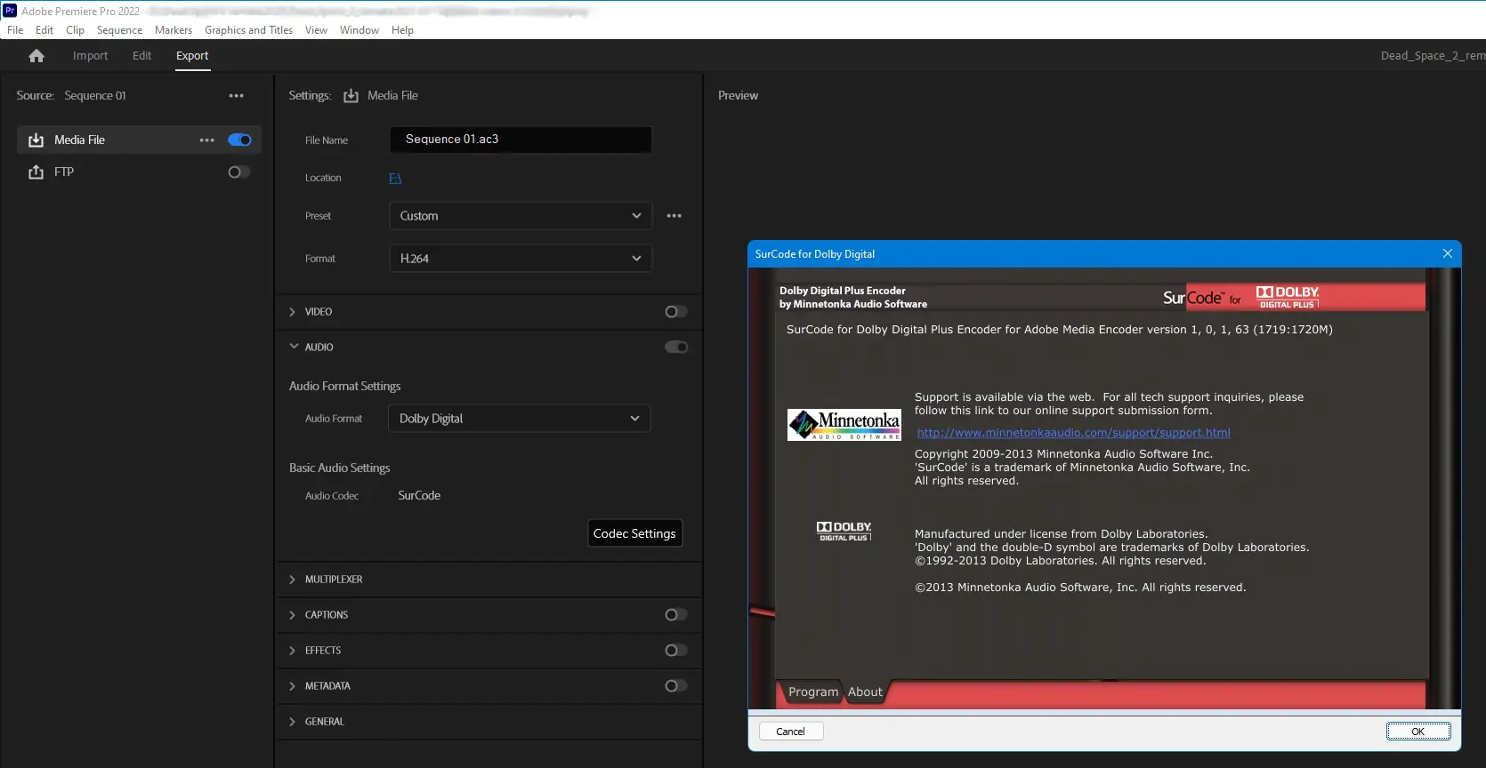 Программный интерфейс SurCode for Dolby Digital Plus 5.1 Encoder 1.0.1.63 Repack by Team V.R.[En]