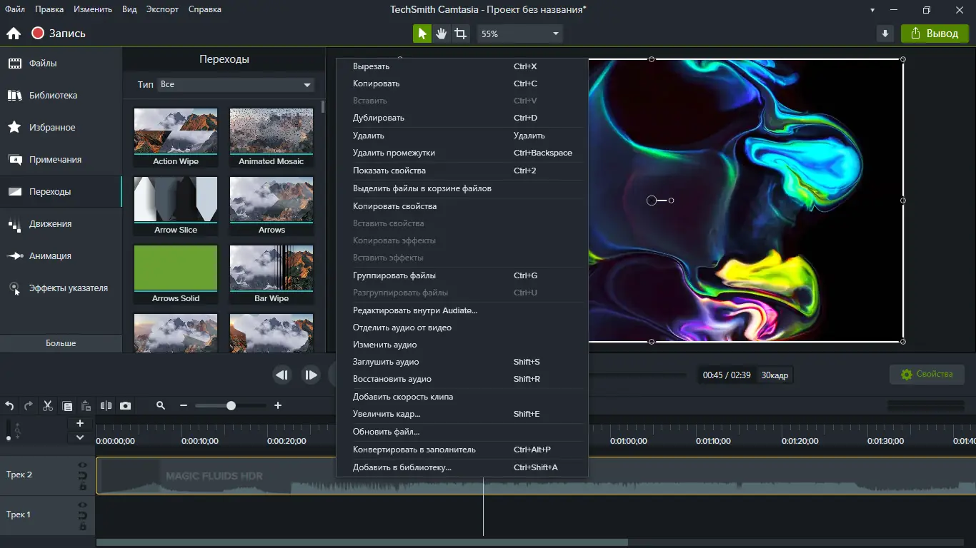 Программный интерфейс TechSmith Camtasia 22.0.2 (Build 38524) RePack by elchupacabra [Multi Ru]