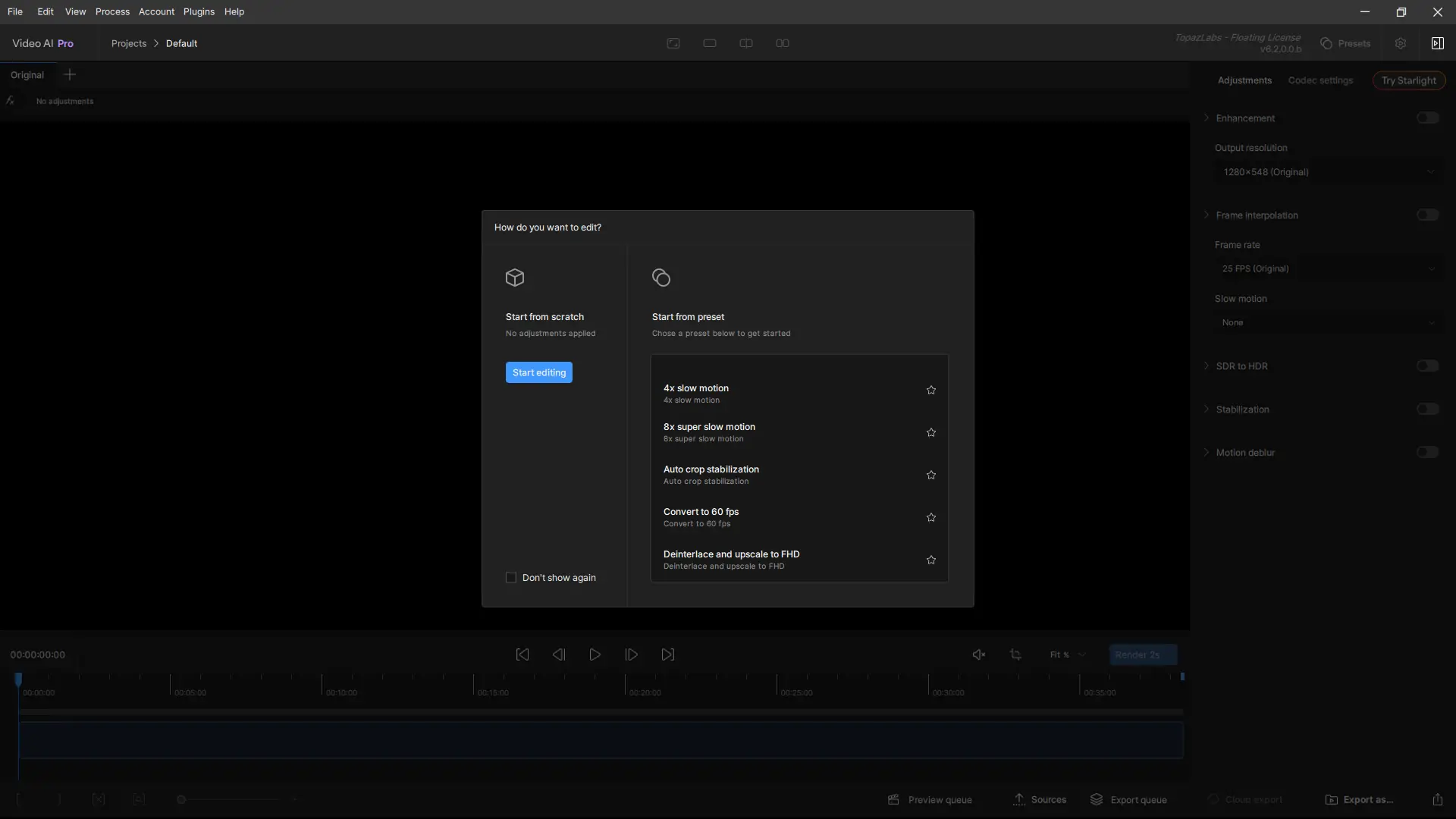Программный интерфейс Topaz Video AI Pro 6.2.0.0.b (x64) Beta [En]