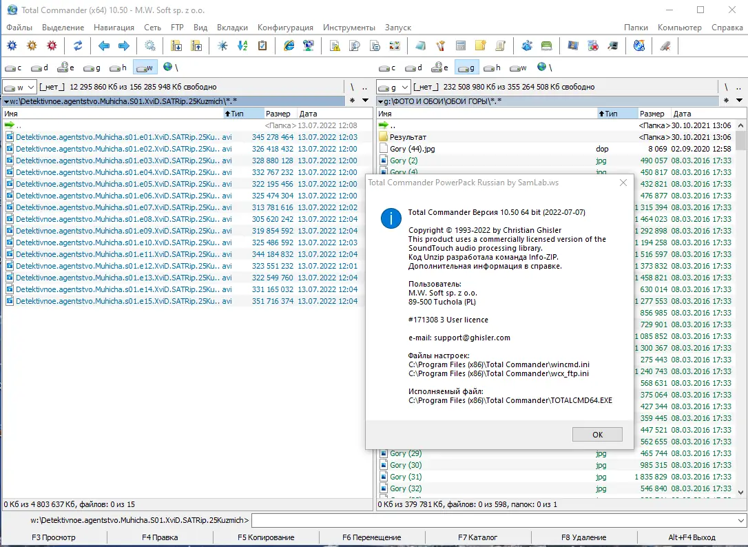 Программный интерфейс Total Commander 10.50 LitePack & PowerPack + Portable 2022.7 by SamLab [Multi Ru]