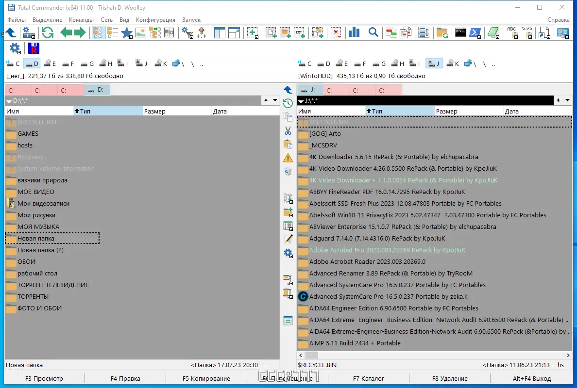 Программный интерфейс Total Commander 11.00 (19.08.2023) Portable by MiG [Ru En]