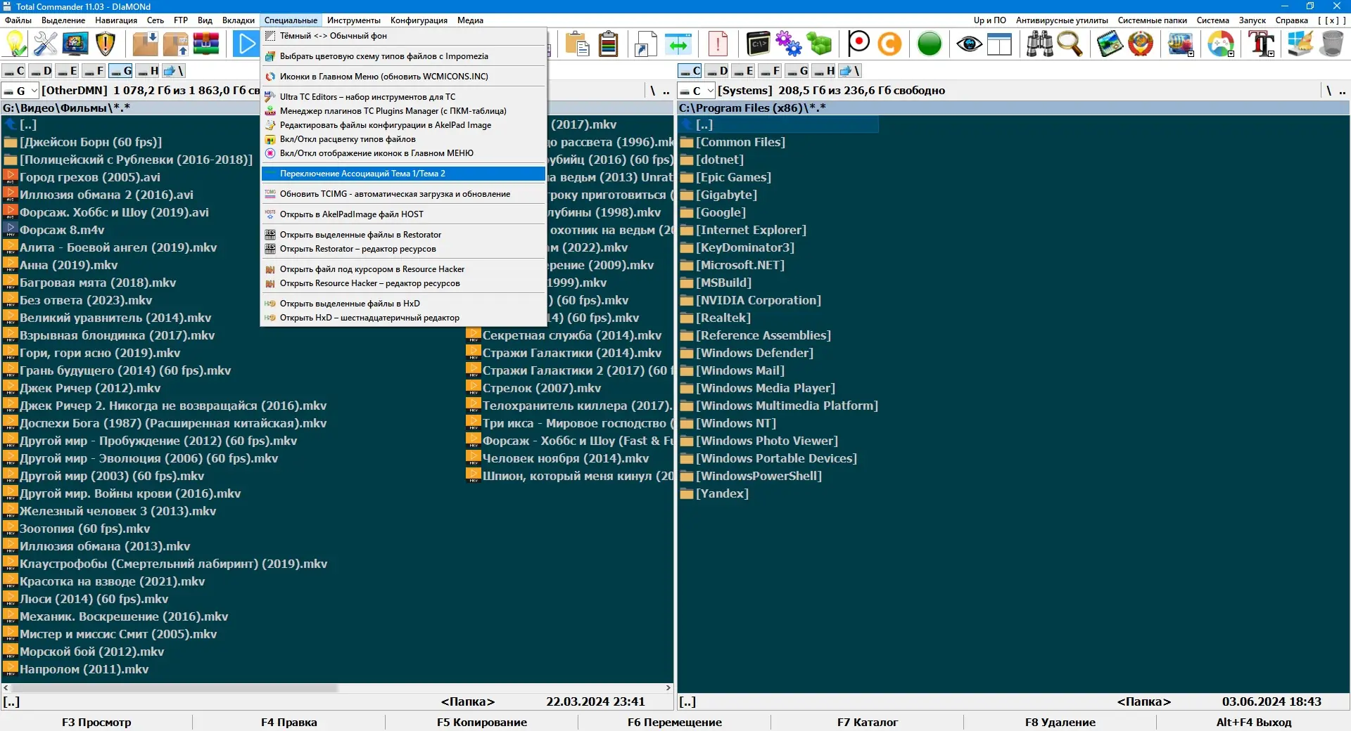 Программный интерфейс Total Commander 11.03 Portable by DIaMONd (04.10.2024) [Ru]