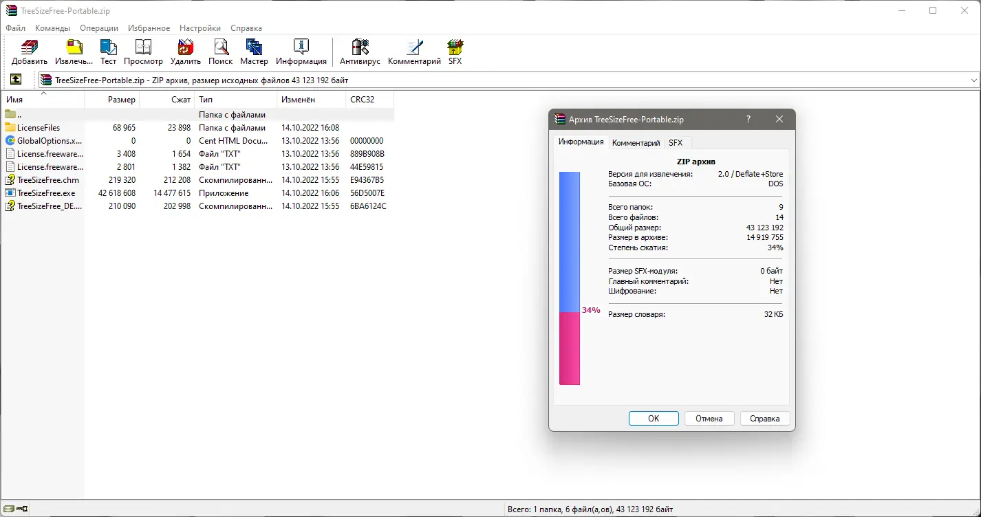Программный интерфейс TreeSize Free 4.6.1.509 + Portable [Multi Ru]