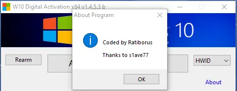 Программный интерфейс Windows 10 Digital Activation v1.4.5.3b by Ratiborus [Ru En]