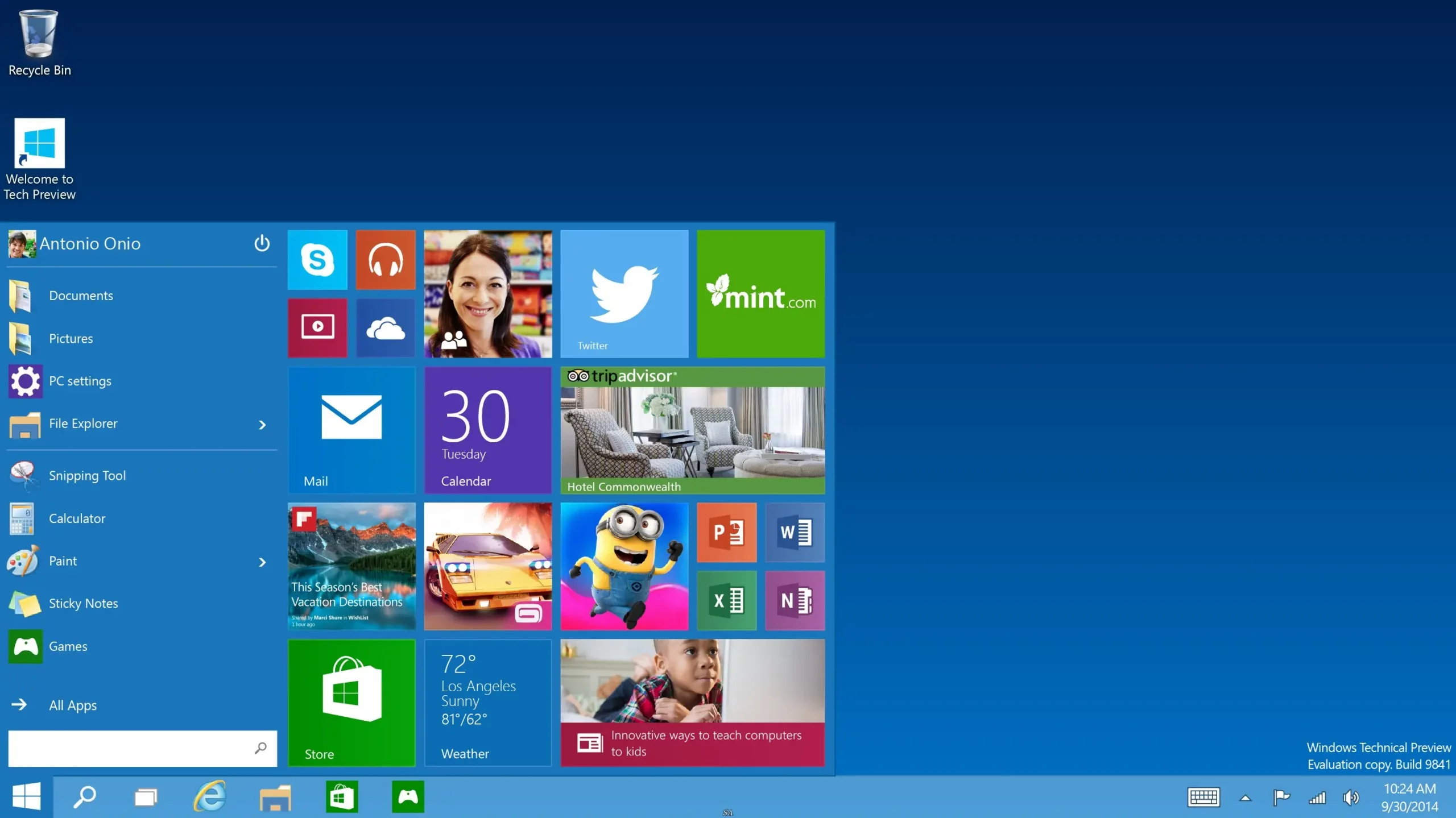 Программный интерфейс Windows 10 Enterprise Technical Preview x86 x64 (2014) Английский