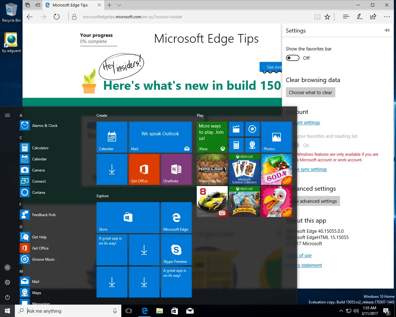 Программный интерфейс Windows 10 Redstone 2 [15055.0] (x86 x64) AIO [32in2] adguard (v17.03.11)