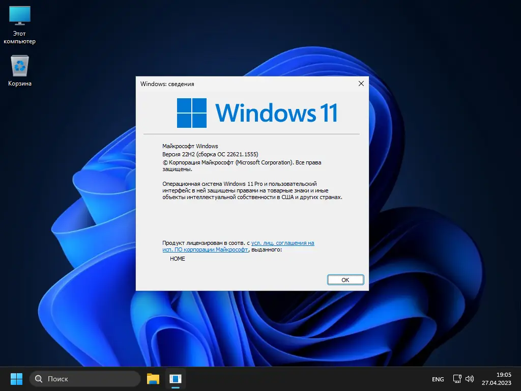 Программный интерфейс Windows 11 22H2 Professional [22621.1555] Mod 8 (27.04.2023) by bulygin-dima [Ru]