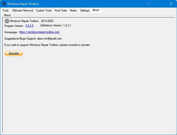 Программный интерфейс Windows Repair Toolbox 3.0.4.5 Portable [En]