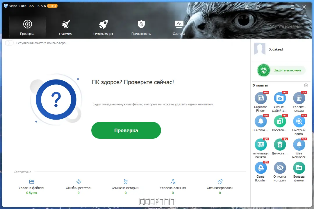 Программный интерфейс Wise Care 365 Pro 6.5.6.629 RePack (& Portable) by Dodakaedr [Multi Ru]