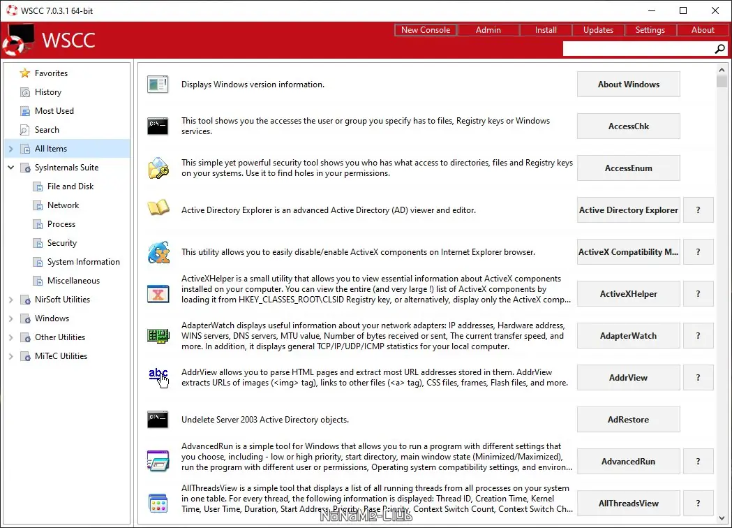 Программный интерфейс WSCC (Windows System Control Center) 7.0.3.1 + Portable [En]