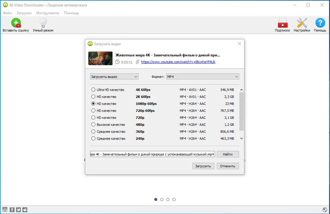 Работа с приложением