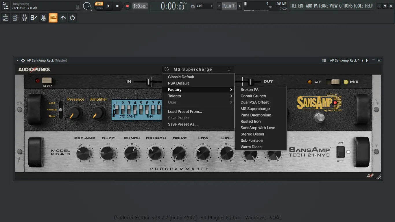 Установка Audiopunks - SansAmp Rack 1.0.0 VST 3, AAX (x64) [En]