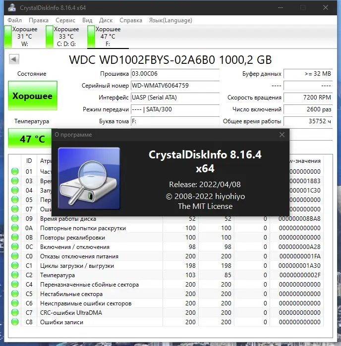 Установка CrystalDiskInfo 8.16.4 RePack (& Portable) by elchupacabra [Multi Ru]