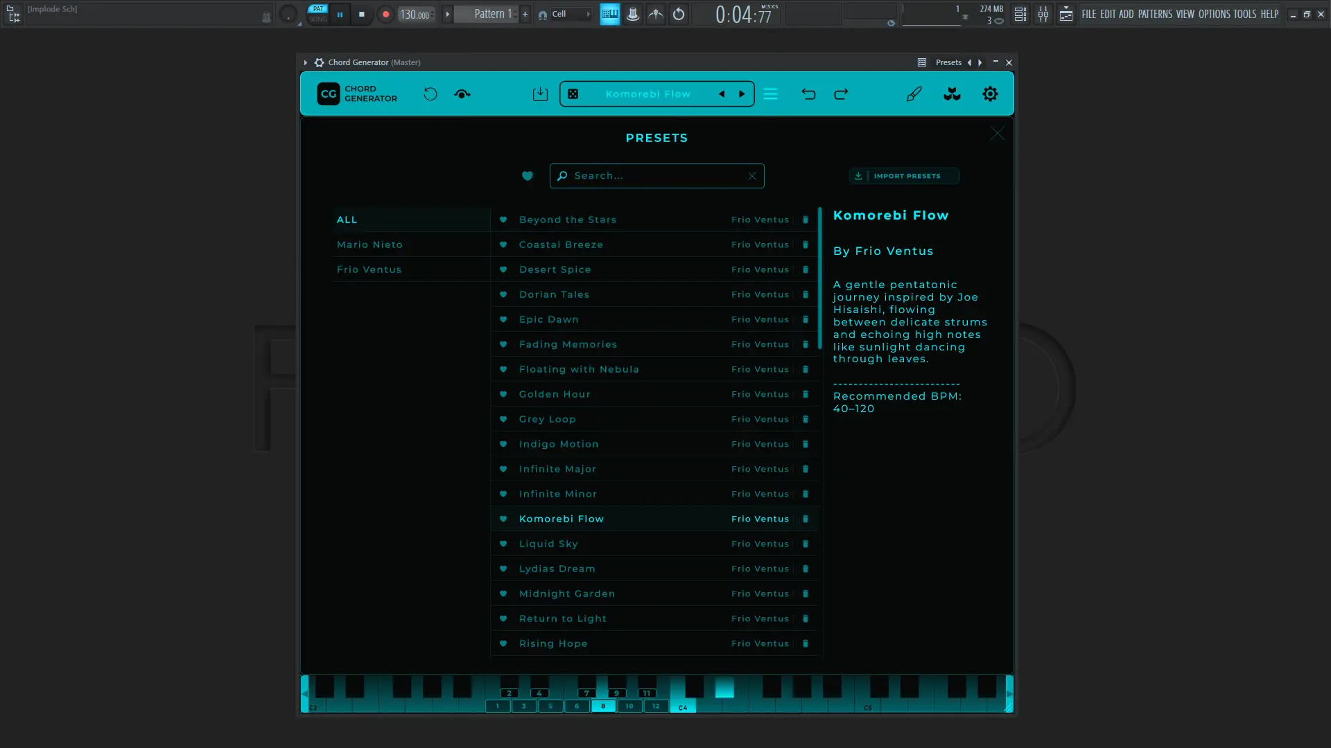 Установка Mario Nieto - Chord Generator 1.1.0 Standalone, VSTi 3 (x64) [En]