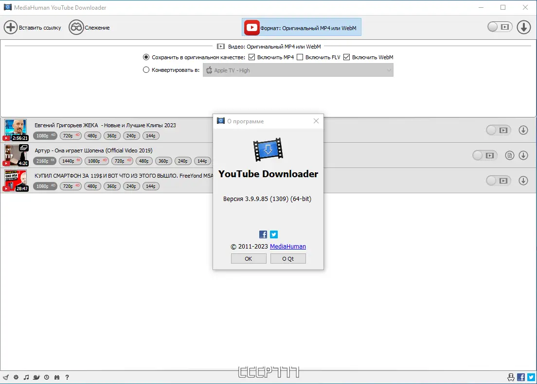 Установка MediaHuman YouTube Downloader 3.9.9.85 (1309) RePack (& Portable) by TryRooM [Multi Ru]