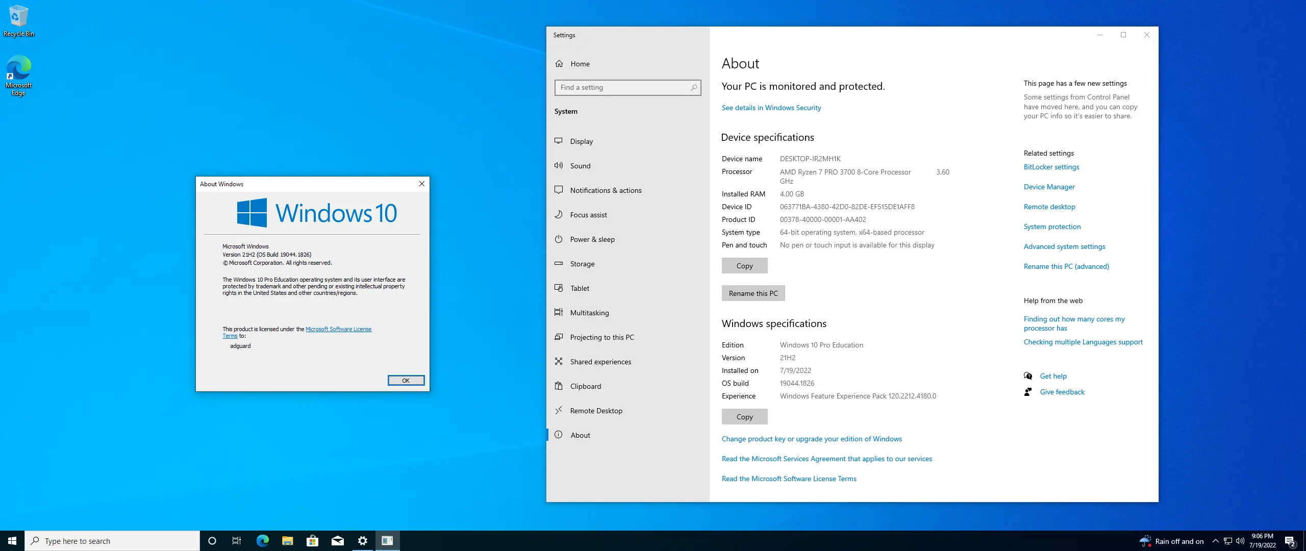 Установка Microsoft Windows 10.0.19044.1826, Version 21H2 (Updated July 2022) - Оригинальные образы от Microsoft MSDN [En]