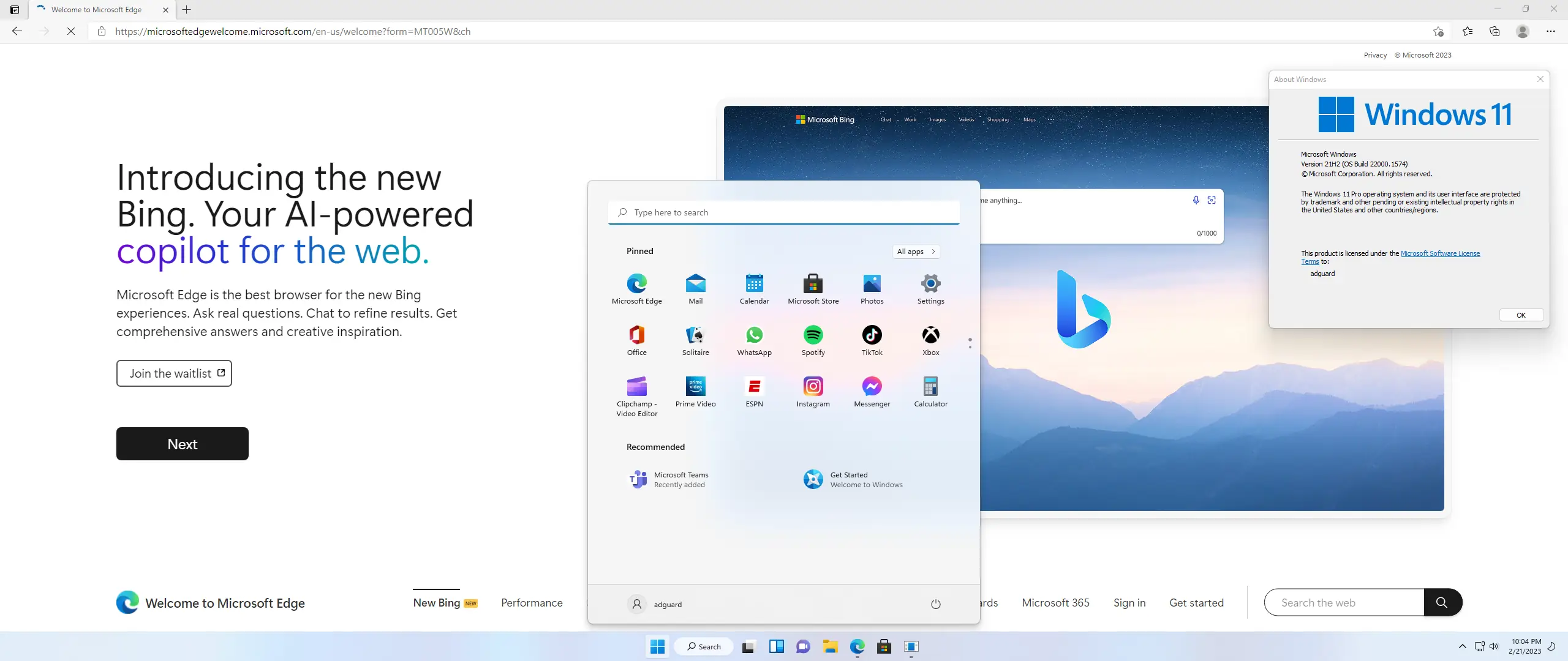 Установка Microsoft Windows 11 [10.0.22000.1574], Version 21H2 (Updated February 2023) - Оригинальные образы от Microsoft MSDN [En]