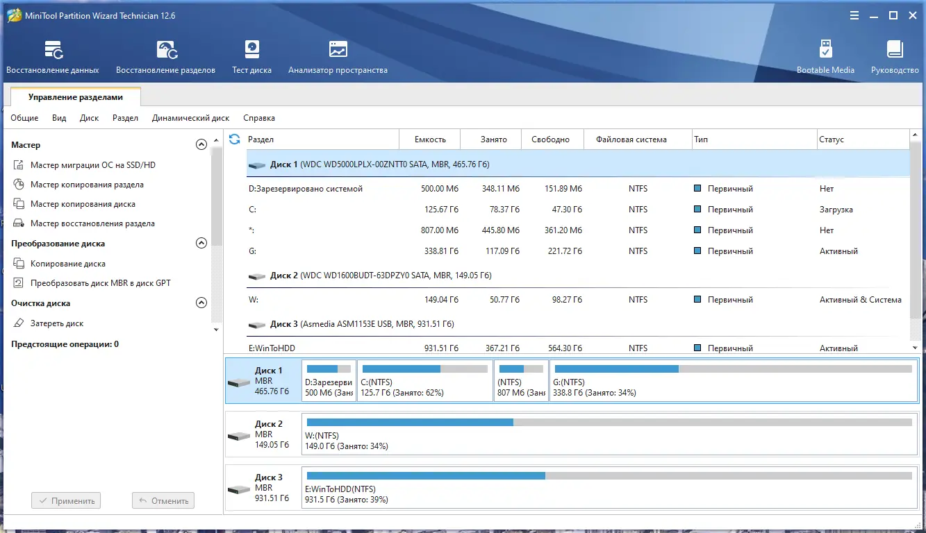 Установка MiniTool Partition Wizard Technician 12.6.0 RePack by KpoJIuK [Multi Ru]